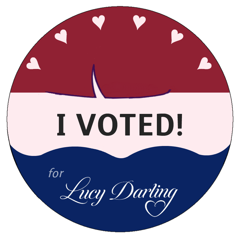 An 'I voted for Lucy Darling' sticker